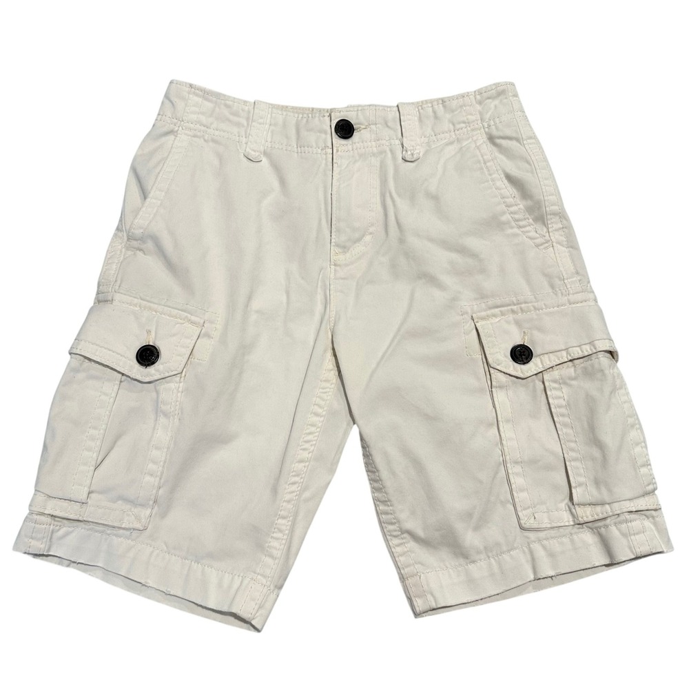 American Eagle Mens Cargo Shorts 26 Off-White Cream Cotton Utility 4344080503